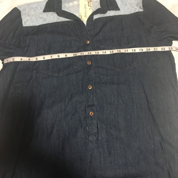*Like New* Lady's World denim & baby blue lace shirt dress XXL - Picture 5 of 7